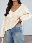 Cozy Oversized V Neck Cable Knit Sweater