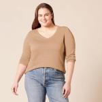 Women's Lightweight Long-Sleeve V-Neck Sweater - Camel