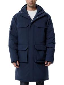 Men's Navy Blue Hooded Winter Puffer Jacket