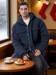 Men's Navy Blue Hooded Winter Puffer Jacket