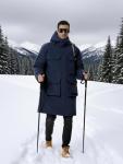 Men's Navy Blue Hooded Winter Puffer Jacket