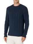 Men's Cotton Fisherman Cable Crewneck Sweater - Navy