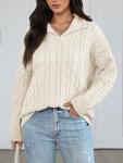 Cozy Oversized Cable Knit Pullover for Women