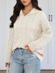 Cozy Oversized Cable Knit Pullover for Women
