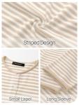 Beige Striped Long Sleeve Cardigan for Women