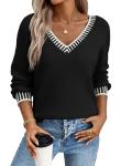 Dokotoo Women's Casual V Neck Knit Sweater