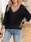 Dokotoo Women's Casual V Neck Knit Sweater