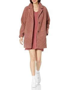 Teddy Bear Lapel Coat for Women - Dusty Rose