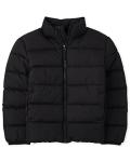 Boys' Black Medium Weight Puffer Jacket, Water-Resistant