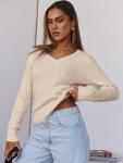 ANRABESS Women's Cable Knit V-Neck Pullover Sweater