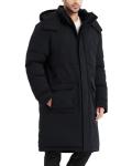 Rejork Men's Extra Long Parka Winter Coats Hooded Puffer Jacket Heavy Warm Water-resistant Outerwear Cold Weather Black L
