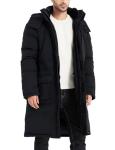 Rejork Men's Extra Long Parka Winter Coats Hooded Puffer Jacket Heavy Warm Water-resistant Outerwear Cold Weather Black L