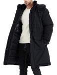 Rejork Men's Extra Long Parka Winter Coats Hooded Puffer Jacket Heavy Warm Water-resistant Outerwear Cold Weather Black L