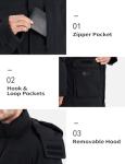 Rejork Men's Extra Long Parka Winter Coats Hooded Puffer Jacket Heavy Warm Water-resistant Outerwear Cold Weather Black L