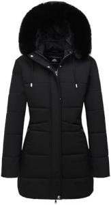Women's Waterproof Fleece-Lined Puffer Coat with Hood
