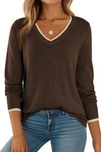 Dokotoo Women's Long Sleeve Cashmere Sweater - Brown
