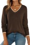 Dokotoo Women's Long Sleeve Cashmere Sweater - Brown