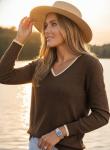 Dokotoo Women's Long Sleeve Cashmere Sweater - Brown