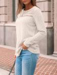 Womens Lace Long Sleeve Fall Tunic Sweater