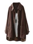 Women's Brown Corduroy Shirt Jacket - Casual Outerwear