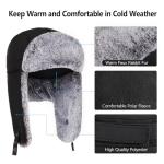 Unigear Winter Trapper Hat for Men Women, Faux Fur Ushanka Trooper Hat for Hunting Skiing with Detachable Face Mask Black