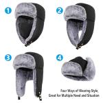 Unigear Winter Trapper Hat for Men Women, Faux Fur Ushanka Trooper Hat for Hunting Skiing with Detachable Face Mask Black