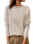 ANRABESS Women's Wool Crewneck Sweater - Apricot