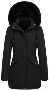 Women's Winter Puffer Coat with Detachable Fur Hood