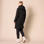 Women's Knee-Length Black Puffer Jacket
