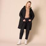 Women's Knee-Length Black Puffer Jacket