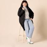 Women's Knee-Length Black Puffer Jacket