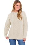 Beige Oversized Chunky Cable Knit Sweater