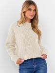 Beige Oversized Chunky Cable Knit Sweater