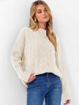 Beige Oversized Chunky Cable Knit Sweater
