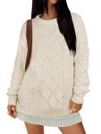 Beige Oversized Chunky Cable Knit Sweater