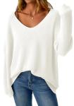 Women's Oversized Off-The-Shoulder V-Neck Sweater