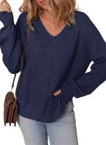 Dokotoo Women's Oversized V-Neck Knit Sweater