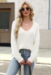Women's Oversized Off-The-Shoulder V-Neck Sweater