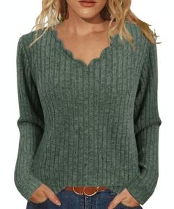 JomeDesign Women's Lightweight Long Sleeve V-Neck Sweater