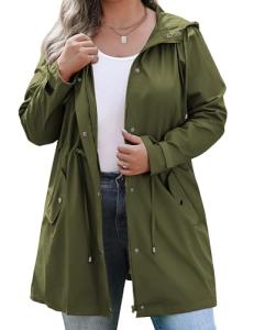 IN'VOLAND Women's Plus Size Hooded Rain Jacket