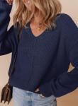 Dokotoo Women's Oversized V-Neck Knit Sweater