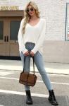 Women's Oversized Off-The-Shoulder V-Neck Sweater