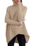 Womens Oversized Turtleneck Cozy Knit Sweater