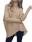 Womens Oversized Turtleneck Cozy Knit Sweater