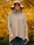 Womens Oversized Turtleneck Cozy Knit Sweater