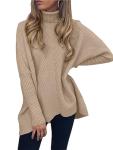 Womens Oversized Turtleneck Cozy Knit Sweater