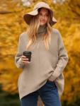 Womens Oversized Turtleneck Cozy Knit Sweater
