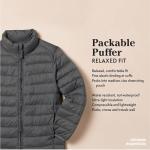 Boys' Water-Resistant Packable Puffer Jacket, Black