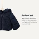 Baby Boys' Hooded Water-Resistant Puffer Jacket, Navy