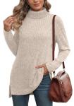 Plus Size Women's Warm Oatmeal Turtleneck Sweater
